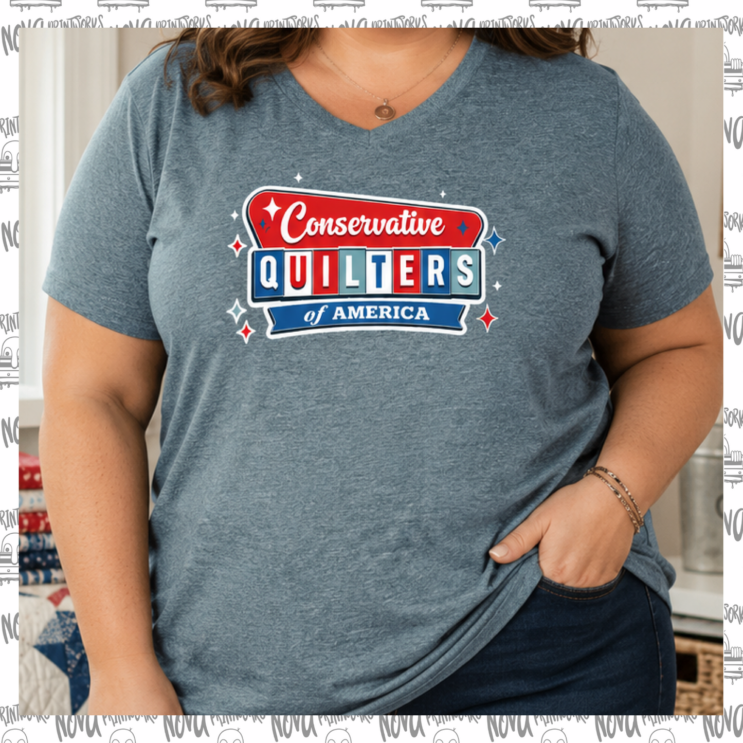 Conservative Quilters Curvy Girl V-Neck